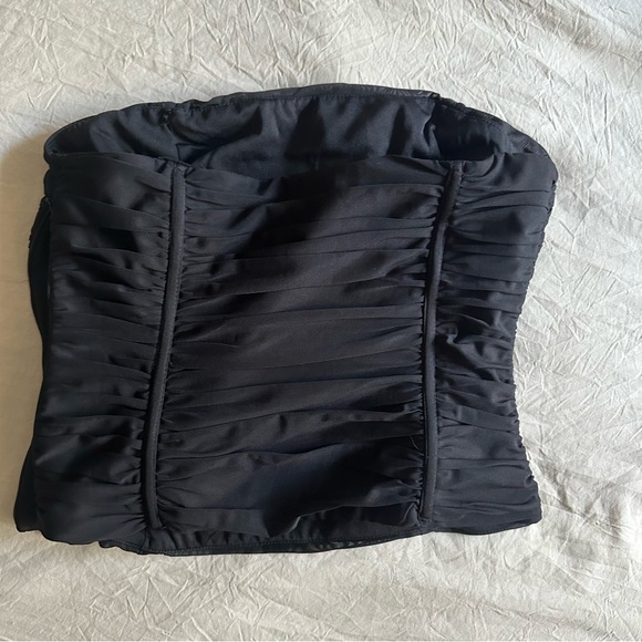 Zara Ruched Strapless Tulle Tube Top Black Medium - Picture 6 of 6